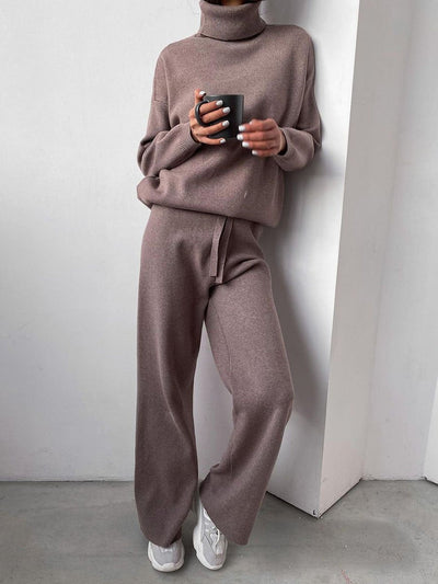 Two Piece Set | Wide Leg | Turtleneck | Lounge Set | Women's Clothing-Grace Aura