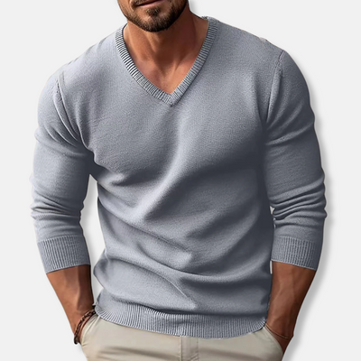 V-Neck Jumper - Classic - Plain - Knitted Sweater - Men's Jumper-Grace Aura