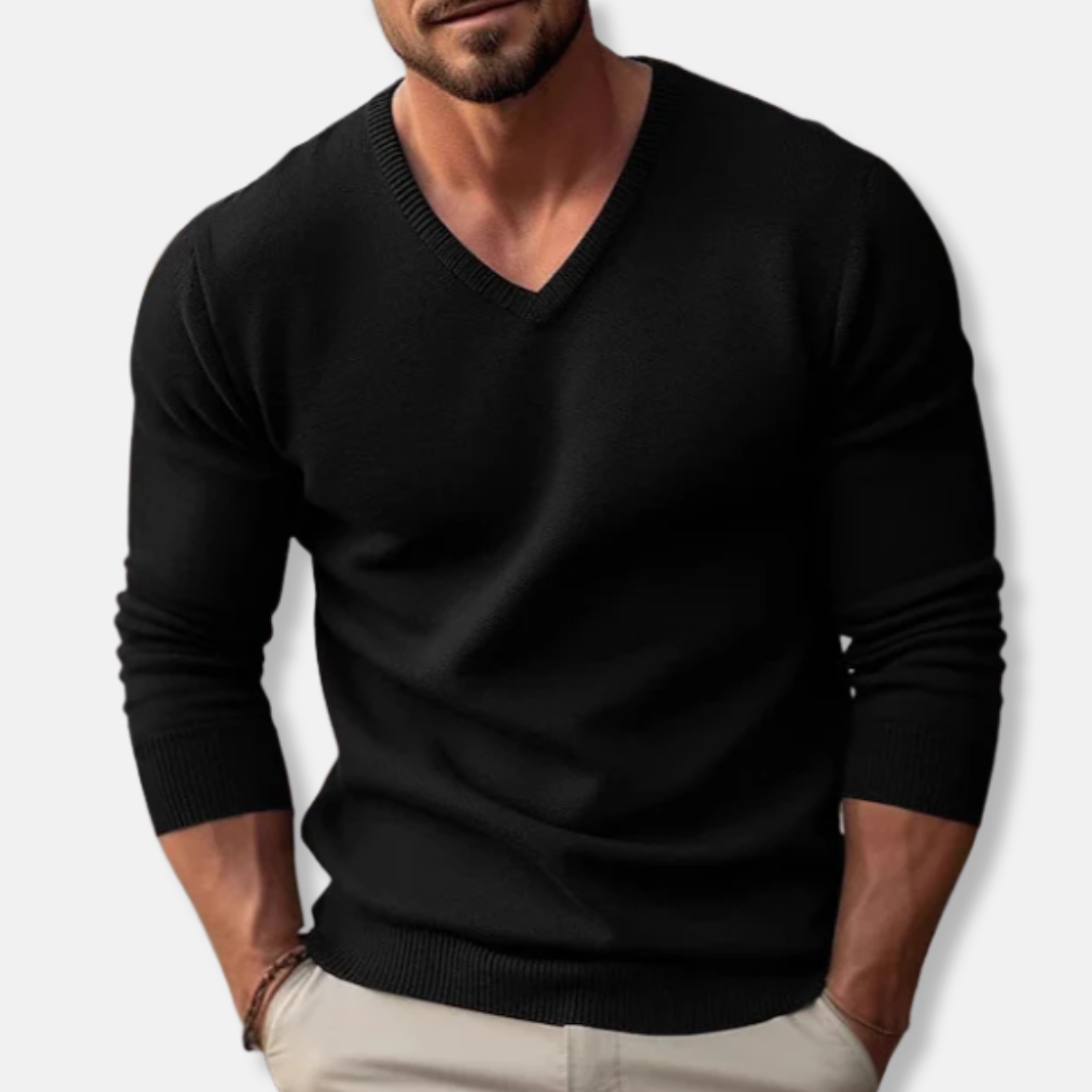 V-Neck Jumper - Classic - Plain - Knitted Sweater - Men's Jumper-Grace Aura