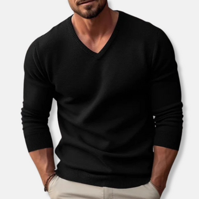 V-Neck Jumper - Classic - Plain - Knitted Sweater - Men's Jumper-Grace Aura