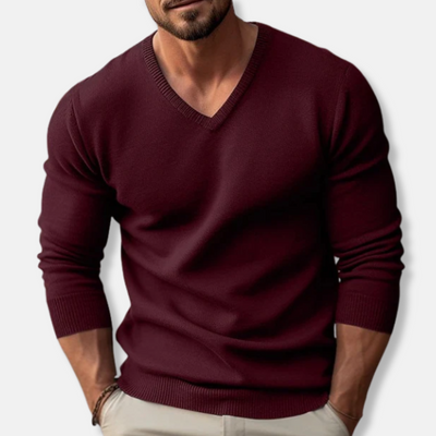V-Neck Jumper - Classic - Plain - Knitted Sweater - Men's Jumper-Grace Aura