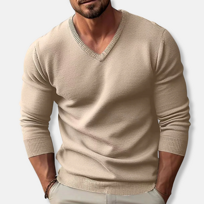 V-Neck Jumper - Classic - Plain - Knitted Sweater - Men's Jumper-Grace Aura
