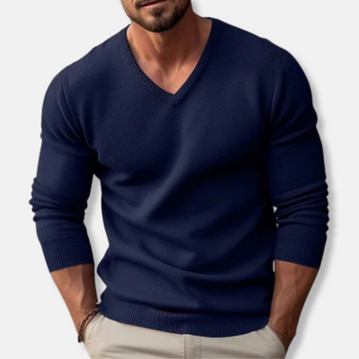 V-Neck Jumper - Classic - Plain - Knitted Sweater - Men's Jumper-Grace Aura