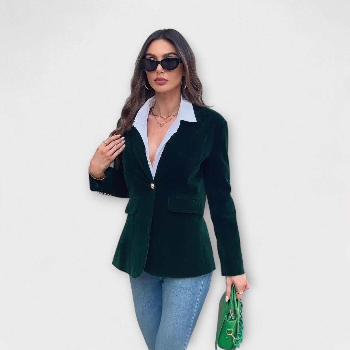 Velvet Blazer | Stylish | Single Breasted | Winter Blazer | Women's Blazer-Grace Aura