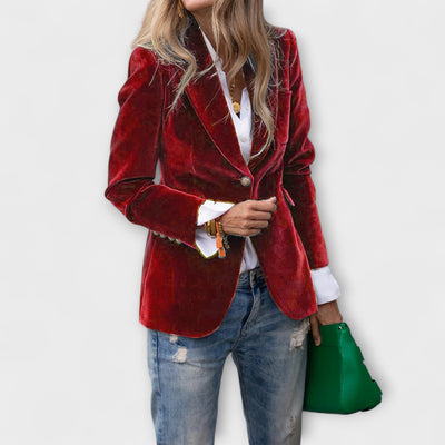 Velvet Blazer | Stylish | Single Breasted | Winter Blazer | Women's Blazer-Grace Aura