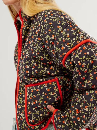 Vintage Jacket - Floral - Oversized - Quilted Jacket - Women's Jacket-Grace Aura