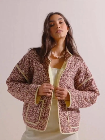 Vintage Jacket - Floral - Oversized - Quilted Jacket - Women's Jacket-Grace Aura