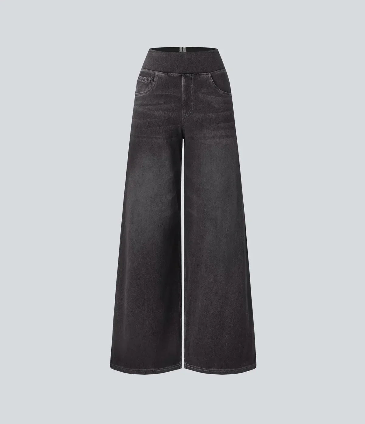 Wide Leg Jeans - Women's Elastic High Waist Stretchy Jeans-Grace Aura