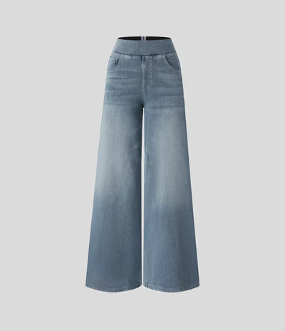 Wide Leg Jeans - Women's Elastic High Waist Stretchy Jeans-Grace Aura