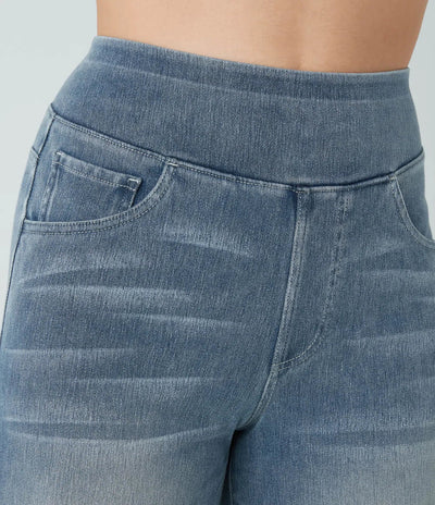 Wide Leg Jeans - Women's Elastic High Waist Stretchy Jeans-Grace Aura