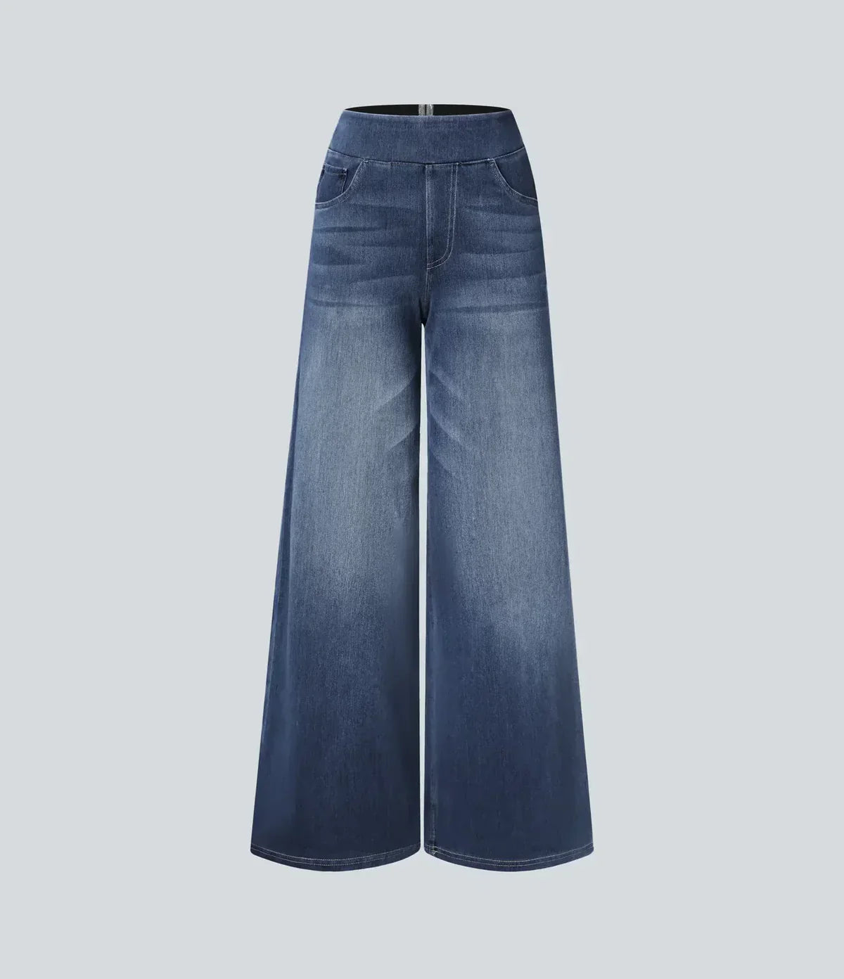 Wide Leg Jeans - Women's Elastic High Waist Stretchy Jeans-Grace Aura