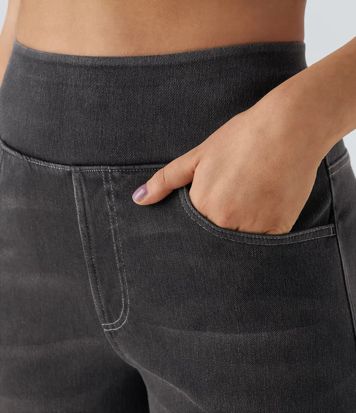 Wide Leg Jeans - Women's Elastic High Waist Stretchy Jeans-Grace Aura