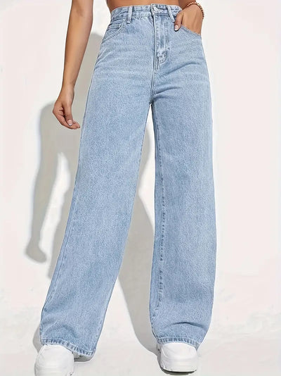Wide Leg Jeans - Women's High Waisted Loose Fit Jeans-Grace Aura