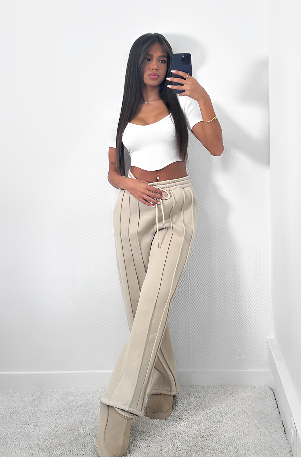 Wide Leg Joggers - Elastic Waist - Drawstring - Open Leg Joggers - Women's Sweatpants-Grace Aura
