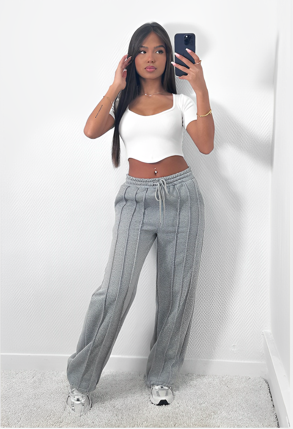 Wide Leg Joggers - Elastic Waist - Drawstring - Open Leg Joggers - Women's Sweatpants-Grace Aura