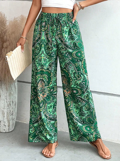 Wide Leg Pants | Boho | High Waist | Palazzo Pants | Women's Pants-Grace Aura