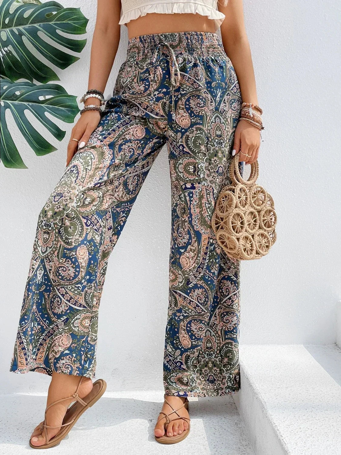 Wide Leg Pants | Boho | High Waist | Palazzo Pants | Women's Pants-Grace Aura