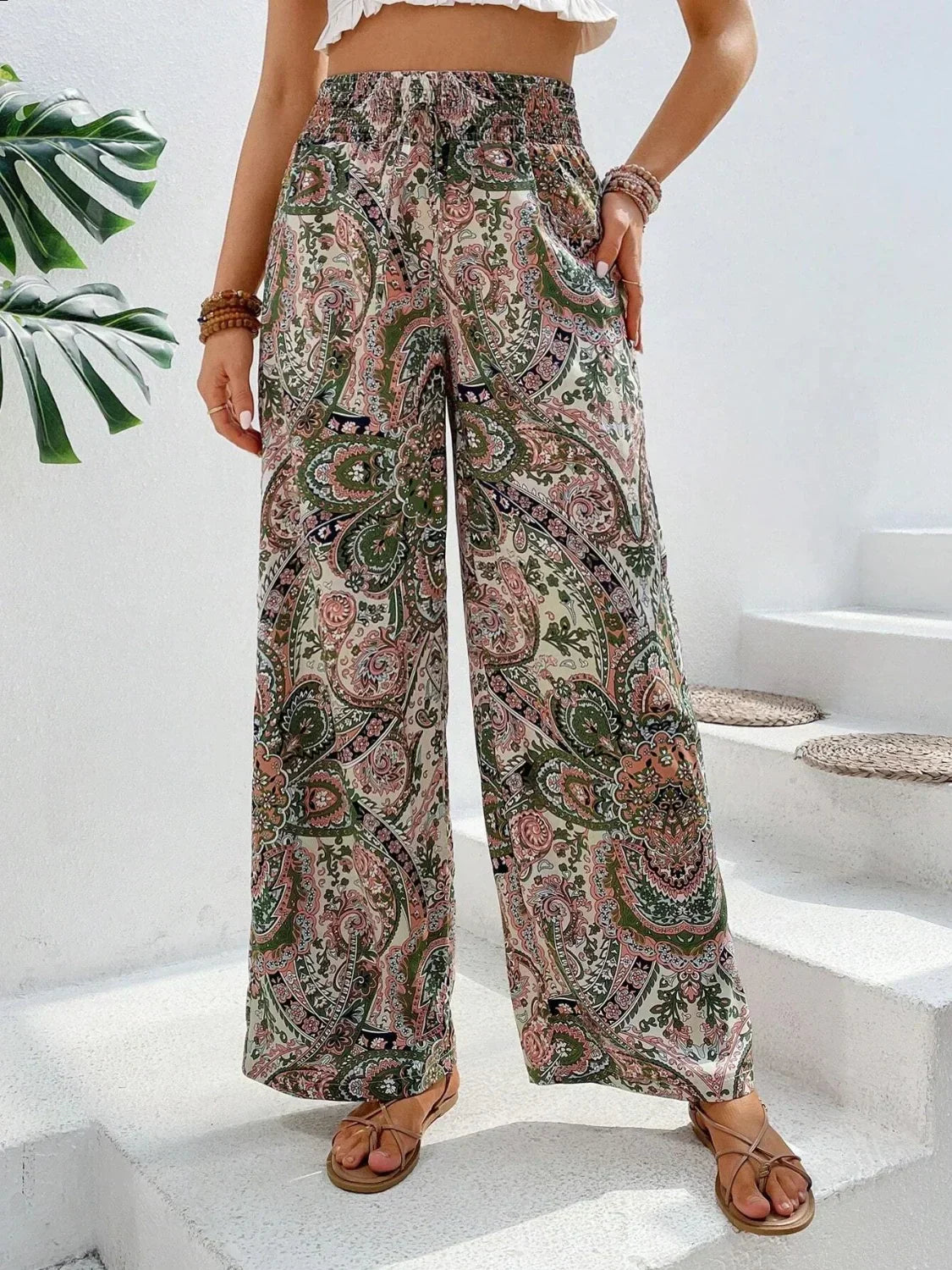 Wide Leg Pants | Boho | High Waist | Palazzo Pants | Women's Pants-Grace Aura