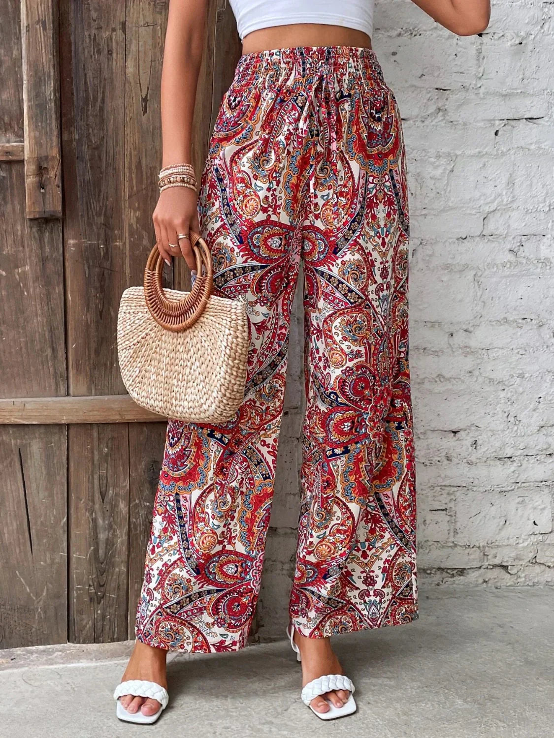 Wide Leg Pants | Boho | High Waist | Palazzo Pants | Women's Pants-Grace Aura