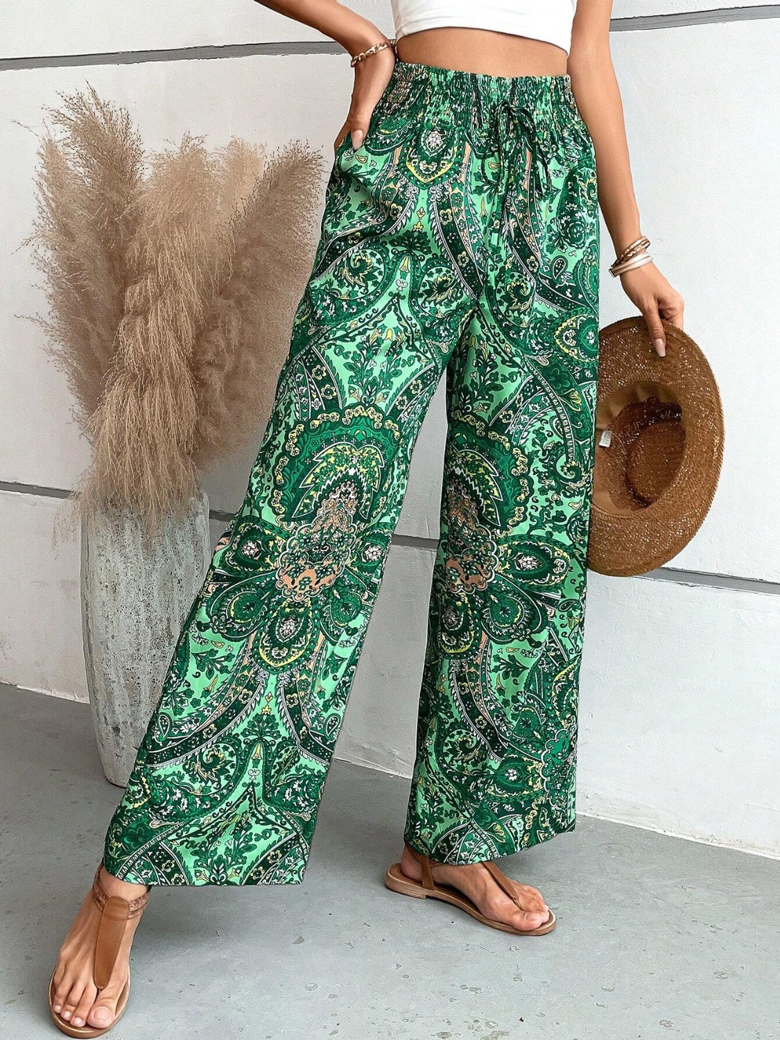 Wide Leg Pants | Boho | High Waist | Palazzo Pants | Women's Pants-Grace Aura