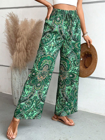 Wide Leg Pants | Boho | High Waist | Palazzo Pants | Women's Pants-Grace Aura