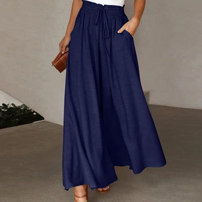 Wide Leg Pants - High Waisted - Flowy - Palazzo Pants - Ladies Linen Trousers-Grace Aura