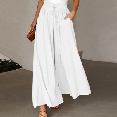 Wide Leg Pants - High Waisted - Flowy - Palazzo Pants - Ladies Linen Trousers-Grace Aura