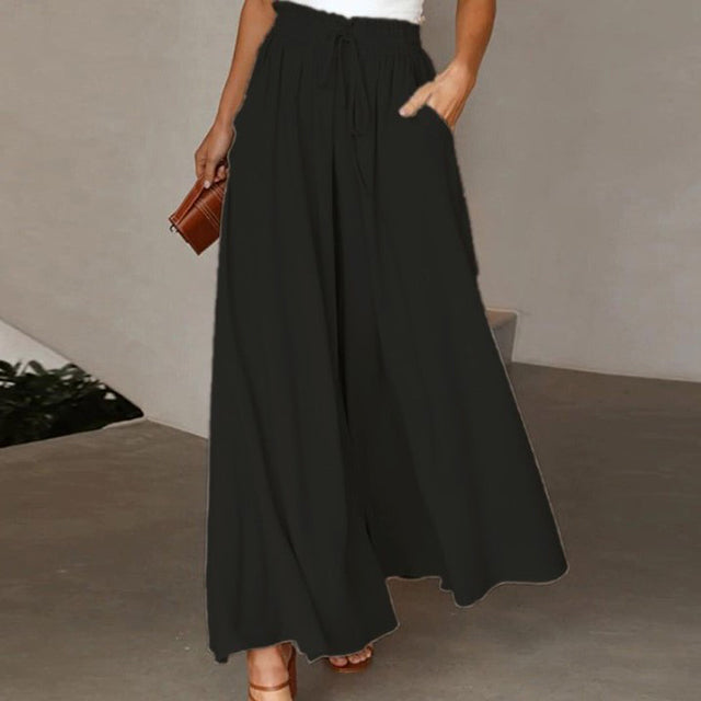 Wide Leg Pants - High Waisted - Flowy - Palazzo Pants - Ladies Linen Trousers-Grace Aura