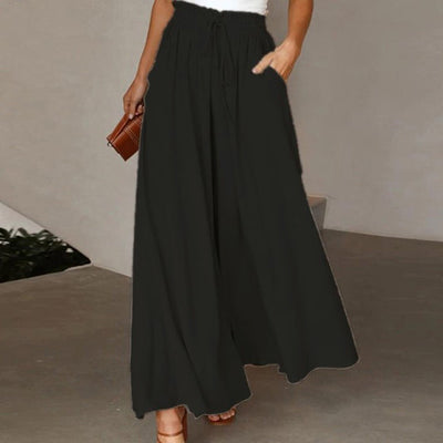 Wide Leg Pants - High Waisted - Flowy - Palazzo Pants - Ladies Linen Trousers-Grace Aura
