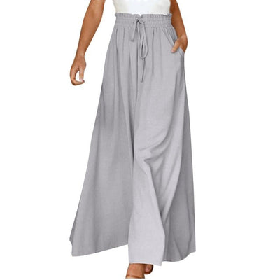 Wide Leg Pants - High Waisted - Flowy - Palazzo Pants - Ladies Linen Trousers-Grace Aura