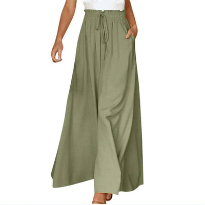 Wide Leg Pants - High Waisted - Flowy - Palazzo Pants - Ladies Linen Trousers-Grace Aura