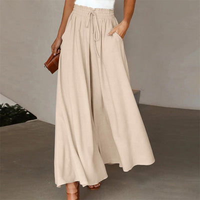 Wide Leg Pants - High Waisted - Flowy - Palazzo Pants - Ladies Linen Trousers-Grace Aura