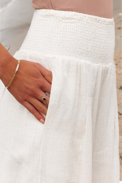 Wide Leg Pants | High Waisted | Shirred Waist | Palazzo Pants | Ladies Linen Pants-Grace Aura