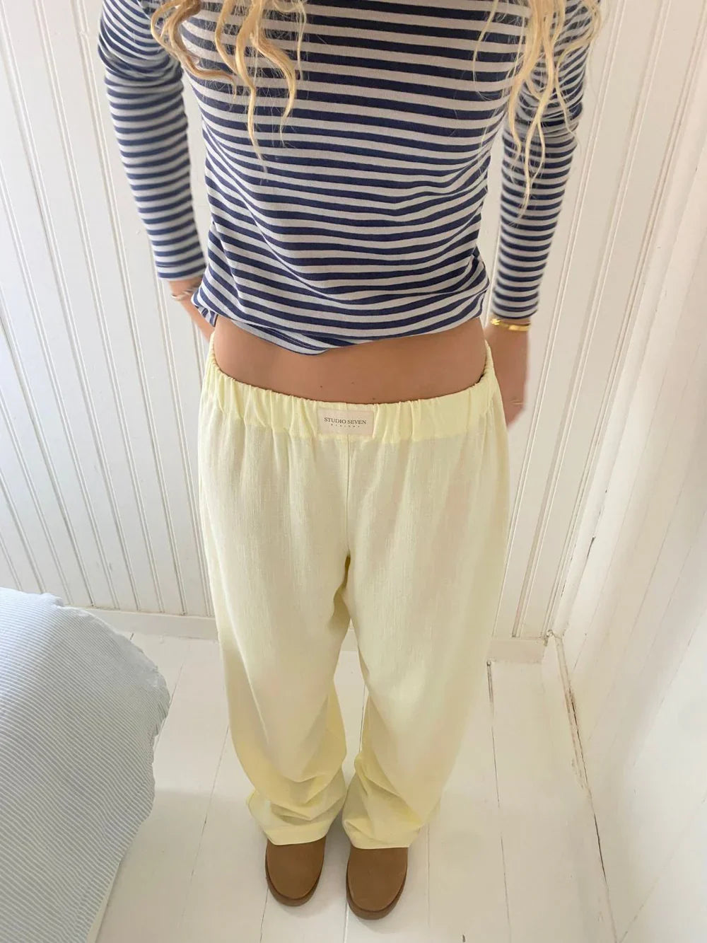 Wide Leg Pants | Low Rise | Elastic Waist | Pajama Pants | Ladies Lounge Trousers-Grace Aura