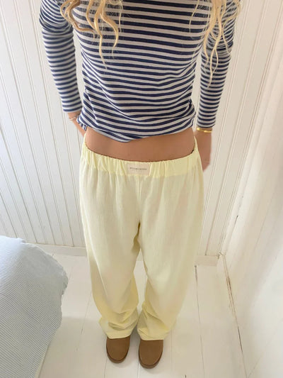 Wide Leg Pants | Low Rise | Elastic Waist | Pajama Pants | Ladies Lounge Trousers-Grace Aura