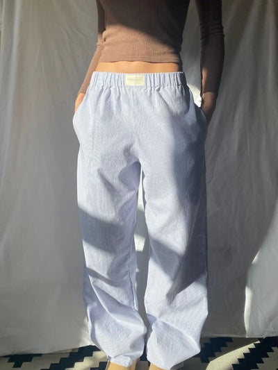 Wide Leg Pants | Low Rise | Elastic Waist | Pajama Pants | Ladies Lounge Trousers-Grace Aura