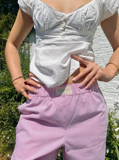 Wide Leg Pants | Low Rise | Elastic Waist | Pajama Pants | Ladies Lounge Trousers-Grace Aura