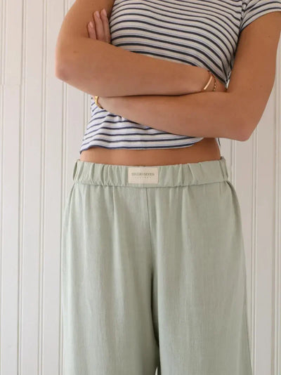 Wide Leg Pants | Low Rise | Elastic Waist | Pajama Pants | Ladies Lounge Trousers-Grace Aura