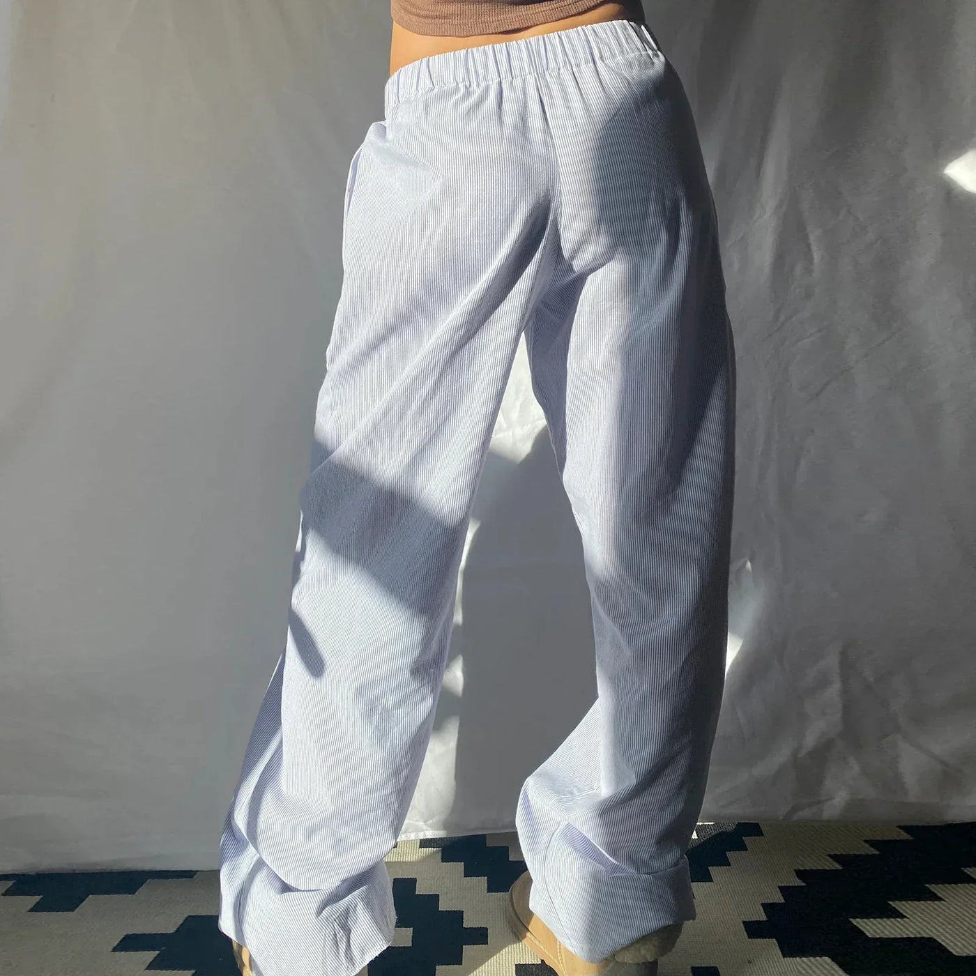 Wide Leg Pants | Low Rise | Elastic Waist | Pajama Pants | Ladies Lounge Trousers-Grace Aura