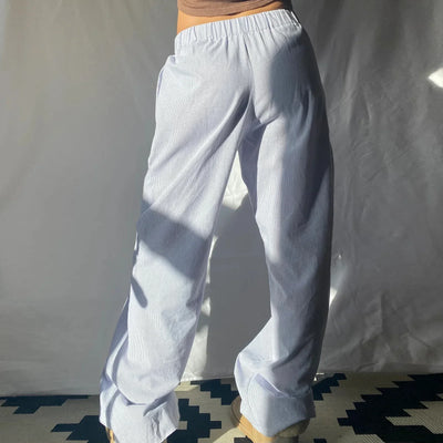 Wide Leg Pants | Low Rise | Elastic Waist | Pajama Pants | Ladies Lounge Trousers-Grace Aura