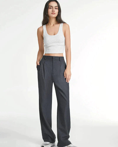 Wide Leg Pants - Pleated - High Waisted - Wide Leg Slacks - Women's Pants-Grace Aura