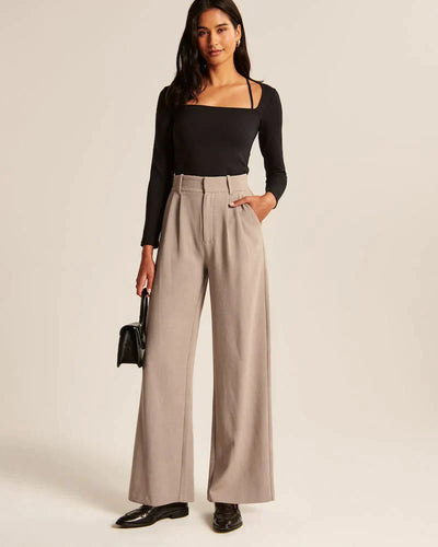 Wide Leg Pants - Pleated - High Waisted - Wide Leg Slacks - Women's Pants-Grace Aura