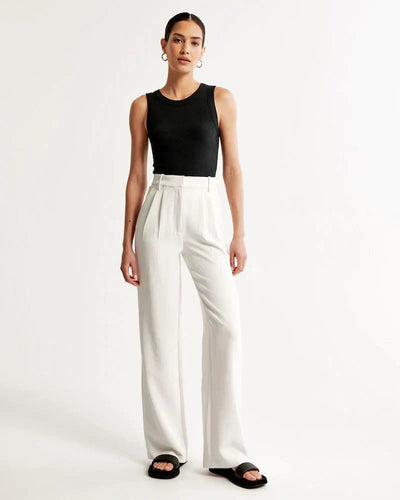Wide Leg Pants - Pleated - High Waisted - Wide Leg Slacks - Women's Pants-Grace Aura