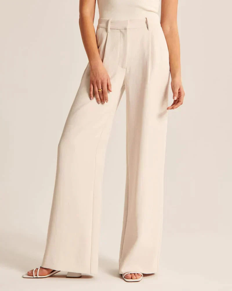 Wide Leg Pants - Pleated - High Waisted - Wide Leg Slacks - Women's Pants-Grace Aura