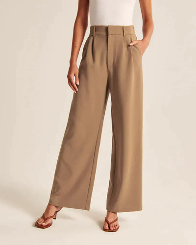 Wide Leg Pants - Pleated - High Waisted - Wide Leg Slacks - Women's Pants-Grace Aura