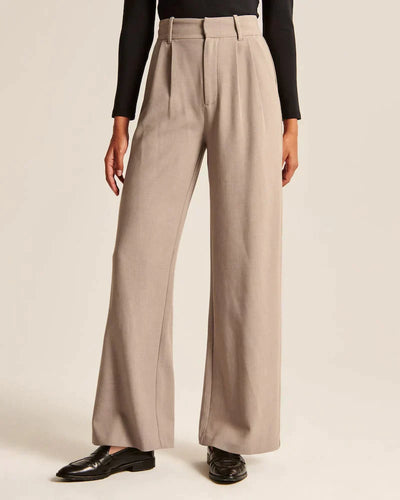 Wide Leg Pants - Pleated - High Waisted - Wide Leg Slacks - Women's Pants-Grace Aura