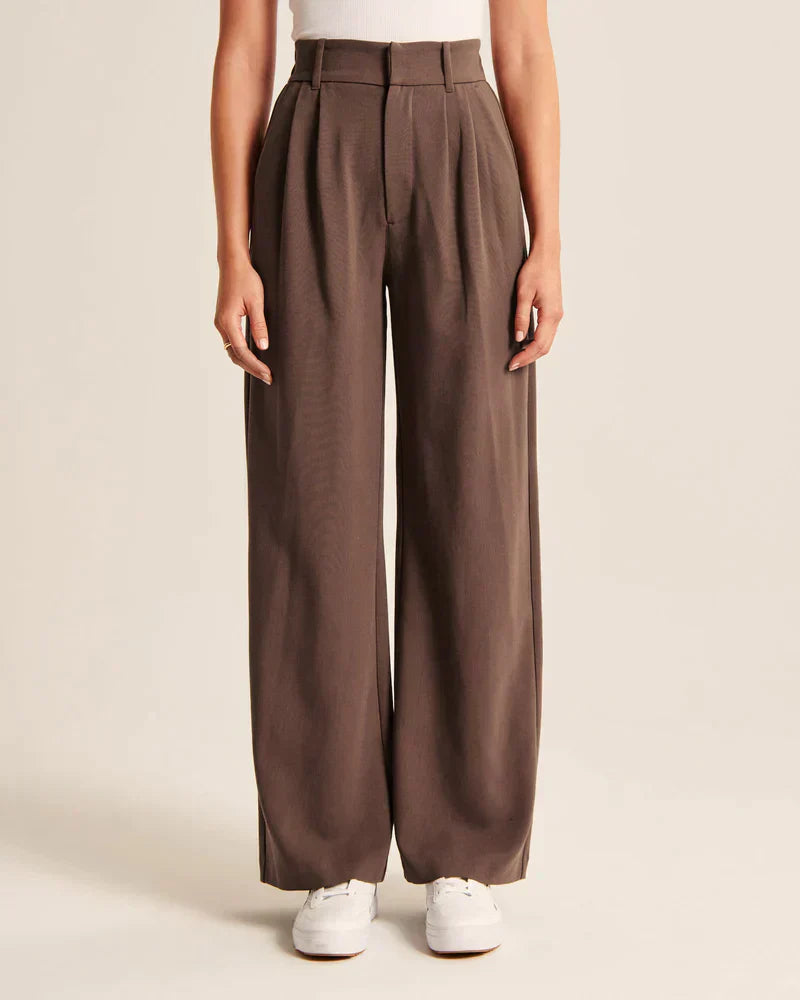 Wide Leg Pants - Pleated - High Waisted - Wide Leg Slacks - Women's Pants-Grace Aura
