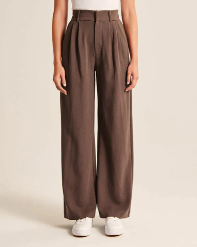 Wide Leg Pants - Pleated - High Waisted - Wide Leg Slacks - Women's Pants-Grace Aura