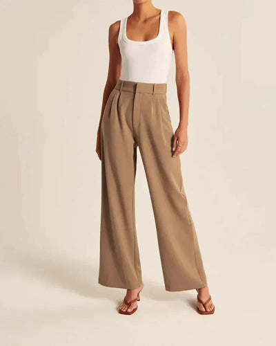 Wide Leg Pants - Pleated - High Waisted - Wide Leg Slacks - Women's Pants-Grace Aura