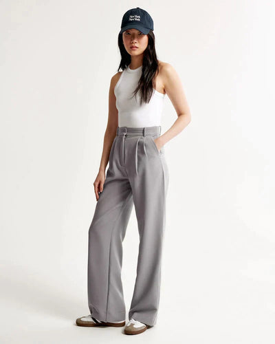 Wide Leg Pants - Pleated - High Waisted - Wide Leg Slacks - Women's Pants-Grace Aura